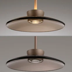 LED-Hängelampe PURE Moon, bronce, Amberglas (dunkel), 3-flg.