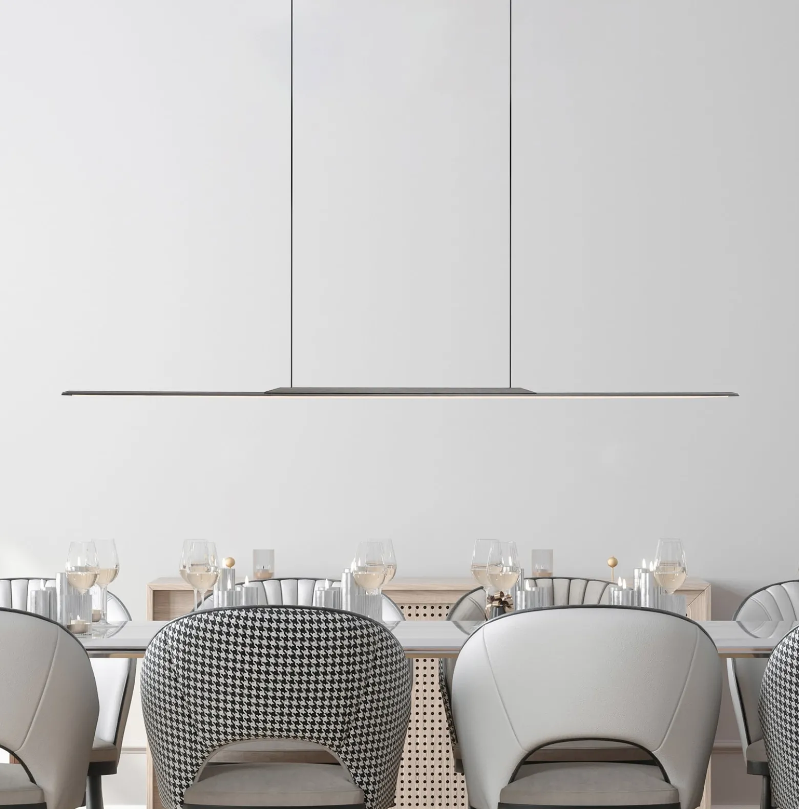 LED-Hängelampe PURE Surface, grau, 125 cm, Aluminium 3.000 K