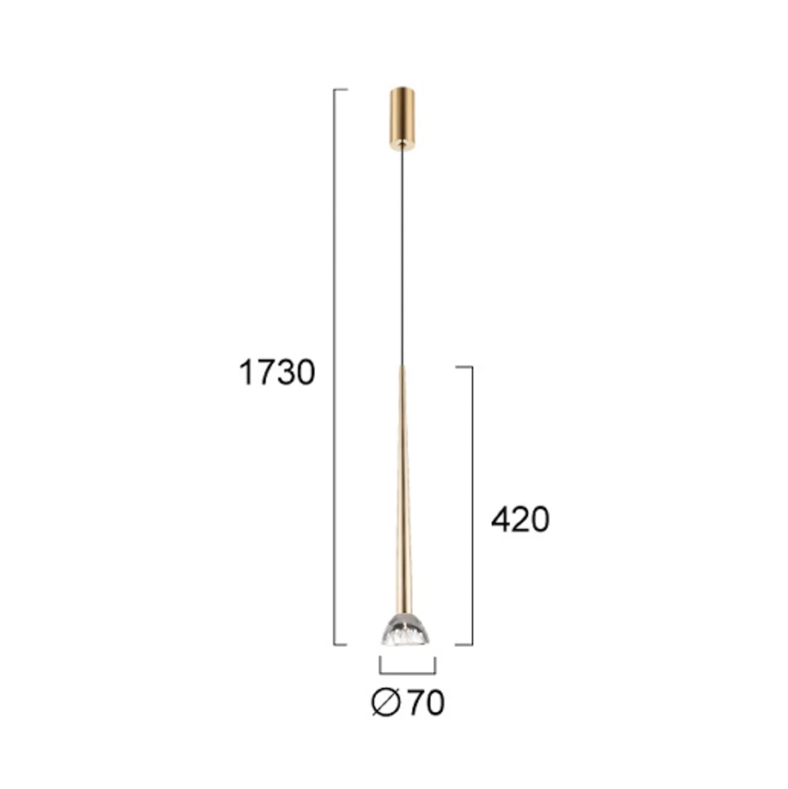 LED-Hängelampe Rina, goldfarben/klar, Ø 7 cm, Metall/Acryl