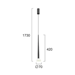 LED-Hängelampe Rina, schwarz/klar, Ø 7 cm, Metall/Acryl