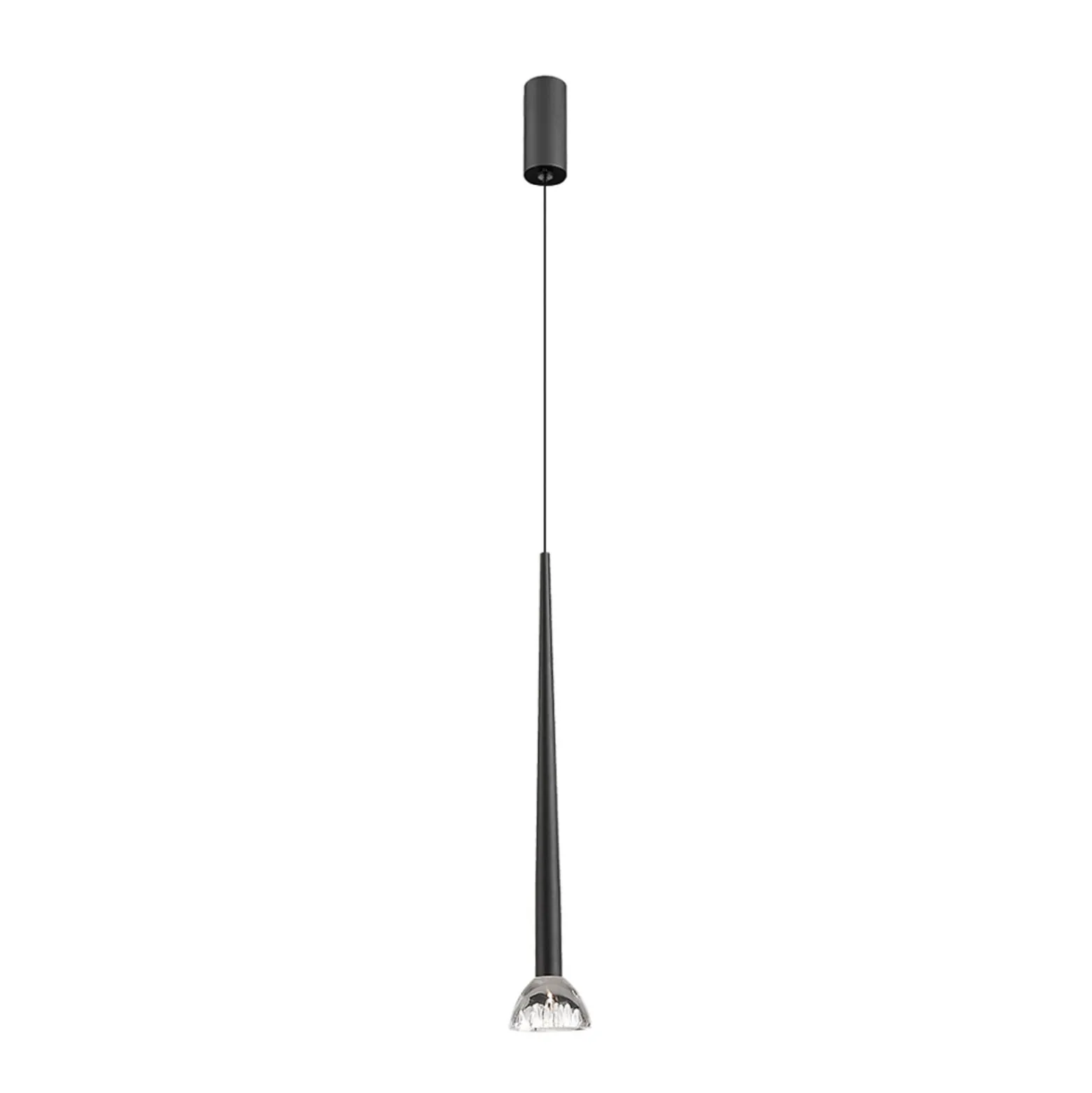 LED-Hängelampe Rina, schwarz/klar, Ø 7 cm, Metall/Acryl