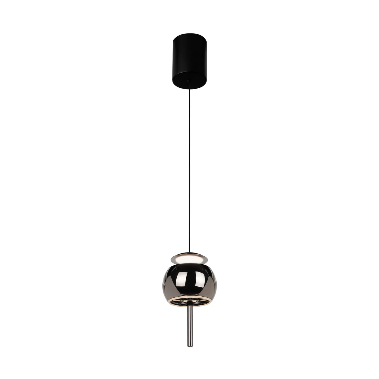 LED-Hängelampe Roller, chrom-schwarz, verstellbar, Zugstange