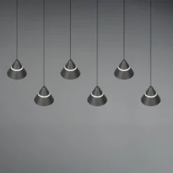 LED-Hängelampe Romeo, Länge 75 cm, schwarz, Metall, 6-flg.