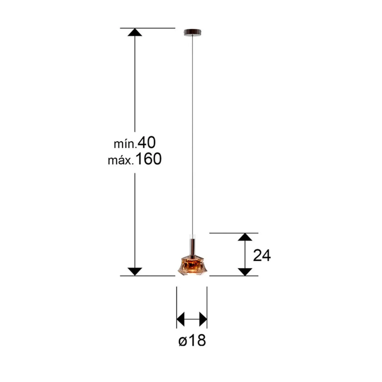 LED-Hängelampe Scarlett, amberfarben, Ø 18 cm, Glas