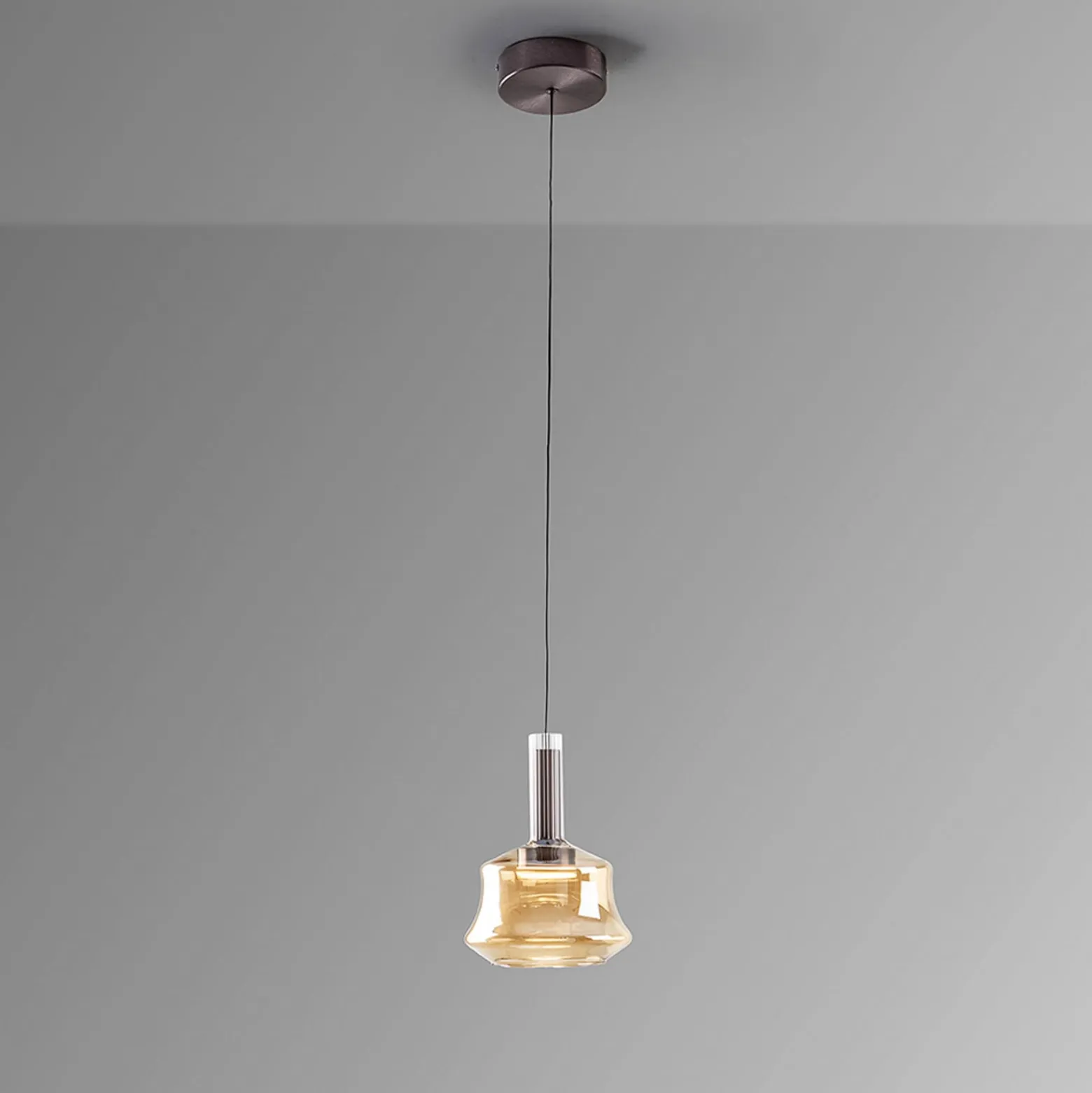 LED-Hängelampe Scarlett, amberfarben, Ø 18 cm, Glas