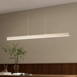 LED-Hängelampe Silvano, sand, Länge 115 cm, CCT, Touchdimmer