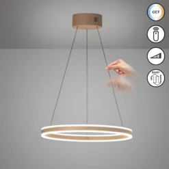 LED-Hängelampe Silvio, Ø 60 cm, greige, Metall, CCT