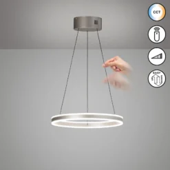LED-Hängelampe Silvio, Ø 50 cm, nickel matt, Metall, CCT,