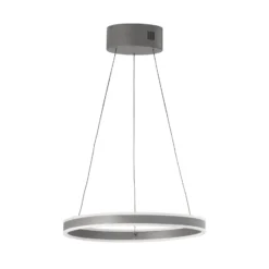 LED-Hängelampe Silvio, Ø 50 cm, sandgrau, Metall, CCT,