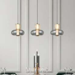 LED-Hängelampe Sire, Länge 92 cm rauch/bronze Glas, 3-flg.