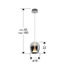 LED-Hängelampe Suspiro, Ø 18 cm, chromfarben/rauchgrau, Glas