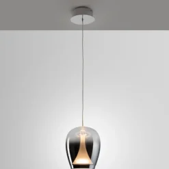 LED-Hängelampe Suspiro, Ø 18 cm, chromfarben/rauchgrau, Glas