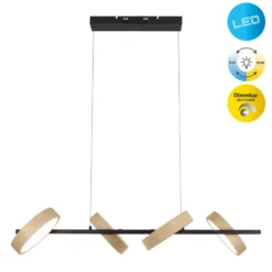 LED-Hängelampe Tessa schwarz/beige 110cm Touchdim CCT 4-flg.