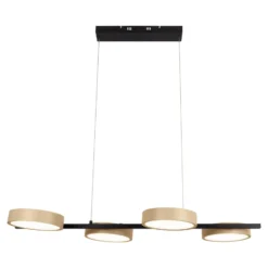 LED-Hängelampe Tessa schwarz/beige 110cm Touchdim CCT 4-flg.