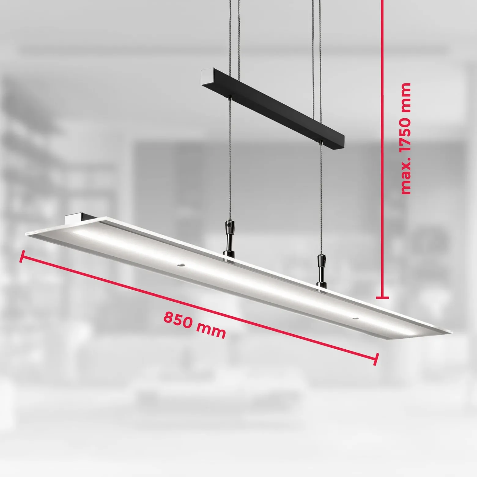 LED-Hängelampe Tick schwarz, Glas, dimmbar, höhenverstellbar