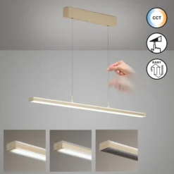 LED-Hängelampe Valeno, sand, Länge 115 cm, CCT, Touchdimmer