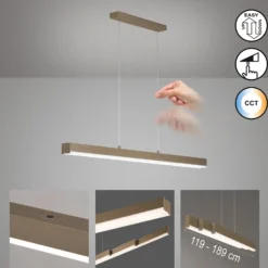 LED-Hängelampe Vayana, greige, Länge 189 cm, CCT Touchdimmer
