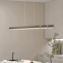 LED-Hängelampe Vayana, greige, Länge 189 cm, CCT Touchdimmer