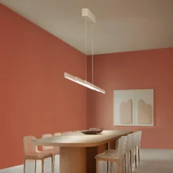 LED-Hängelampe Vayana, Länge 190 cm, sandfarben, Metall, CCT