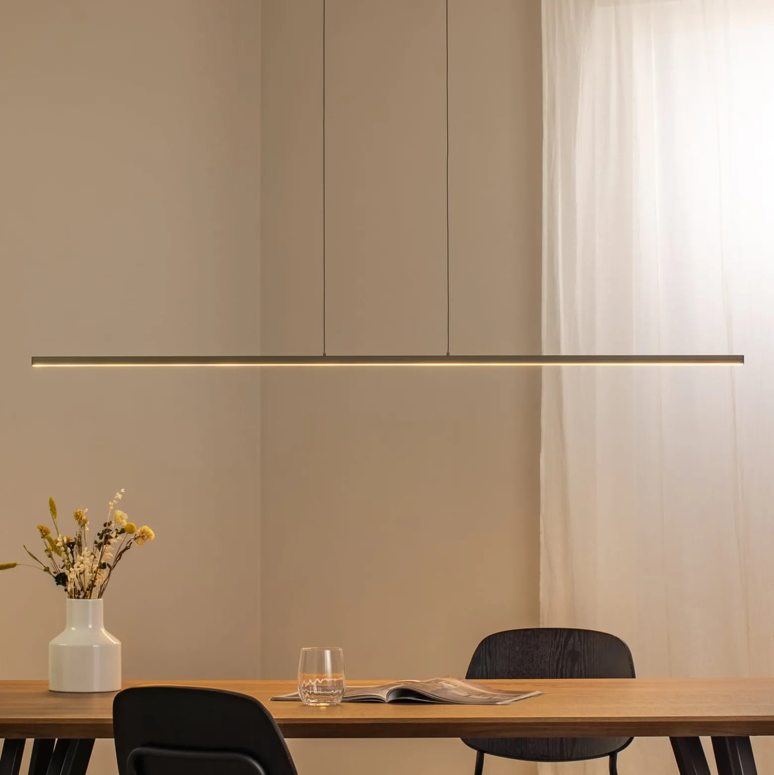 LED-Hängeleuchte BAR, olivgrün, Länge 150 cm, Metall, 32 W