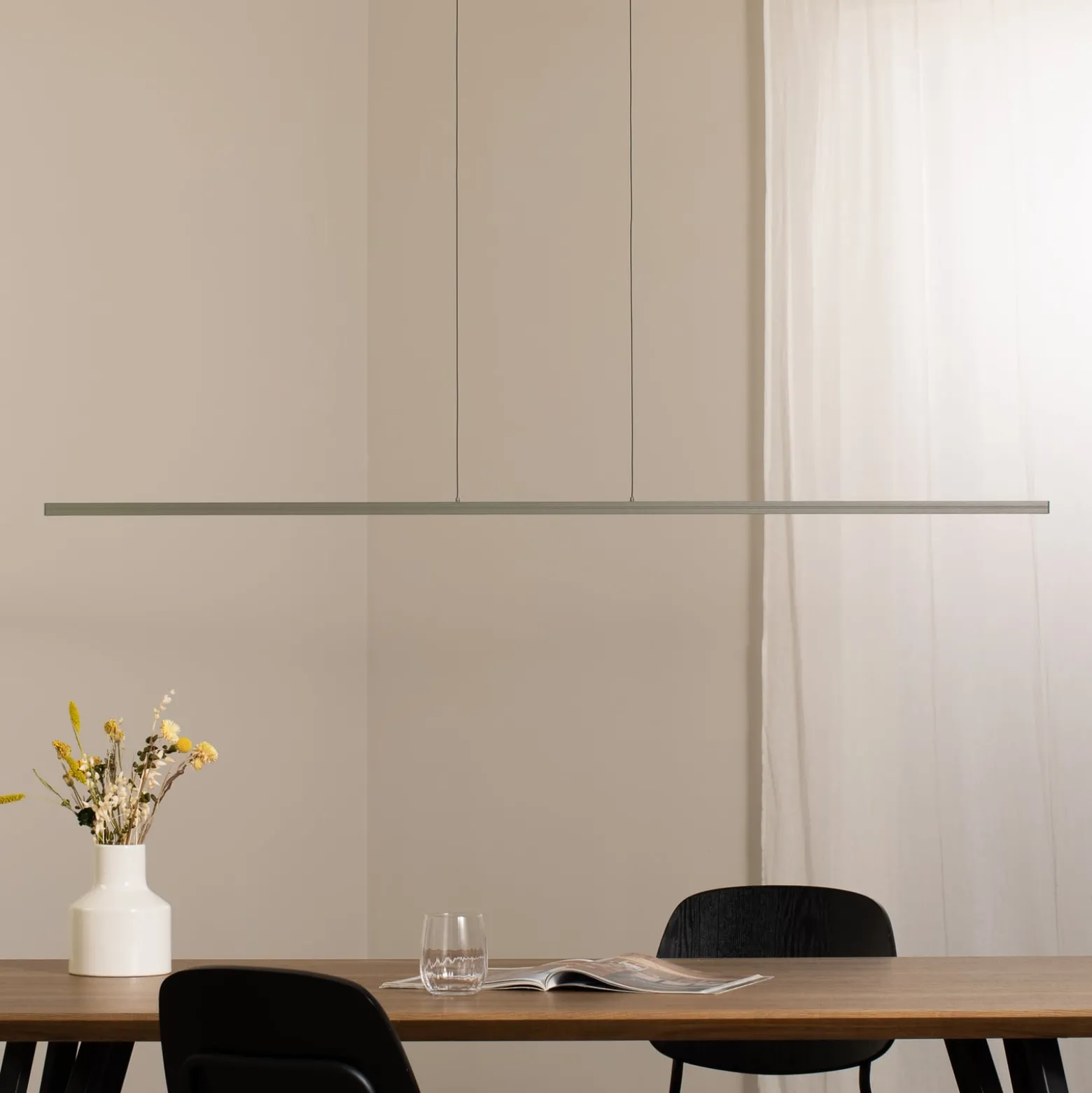 LED-Hängeleuchte BAR, olivgrün, Länge 150 cm, Metall, 32 W