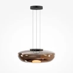 LED-Hängeleuchte Bassa, braun, Ø 45 cm, Glas, dimmbar