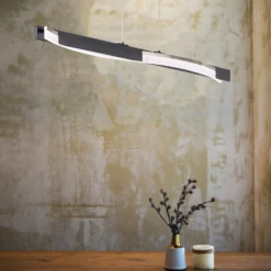 LED-Hängeleuchte Bridge, schwarz/nickelfarben, Länge 95 cm