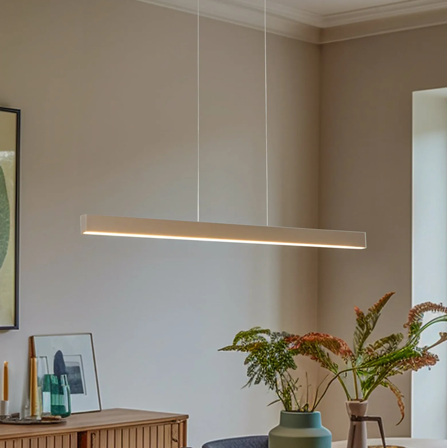 LED-Hängeleuchte Broll, cremeweiß