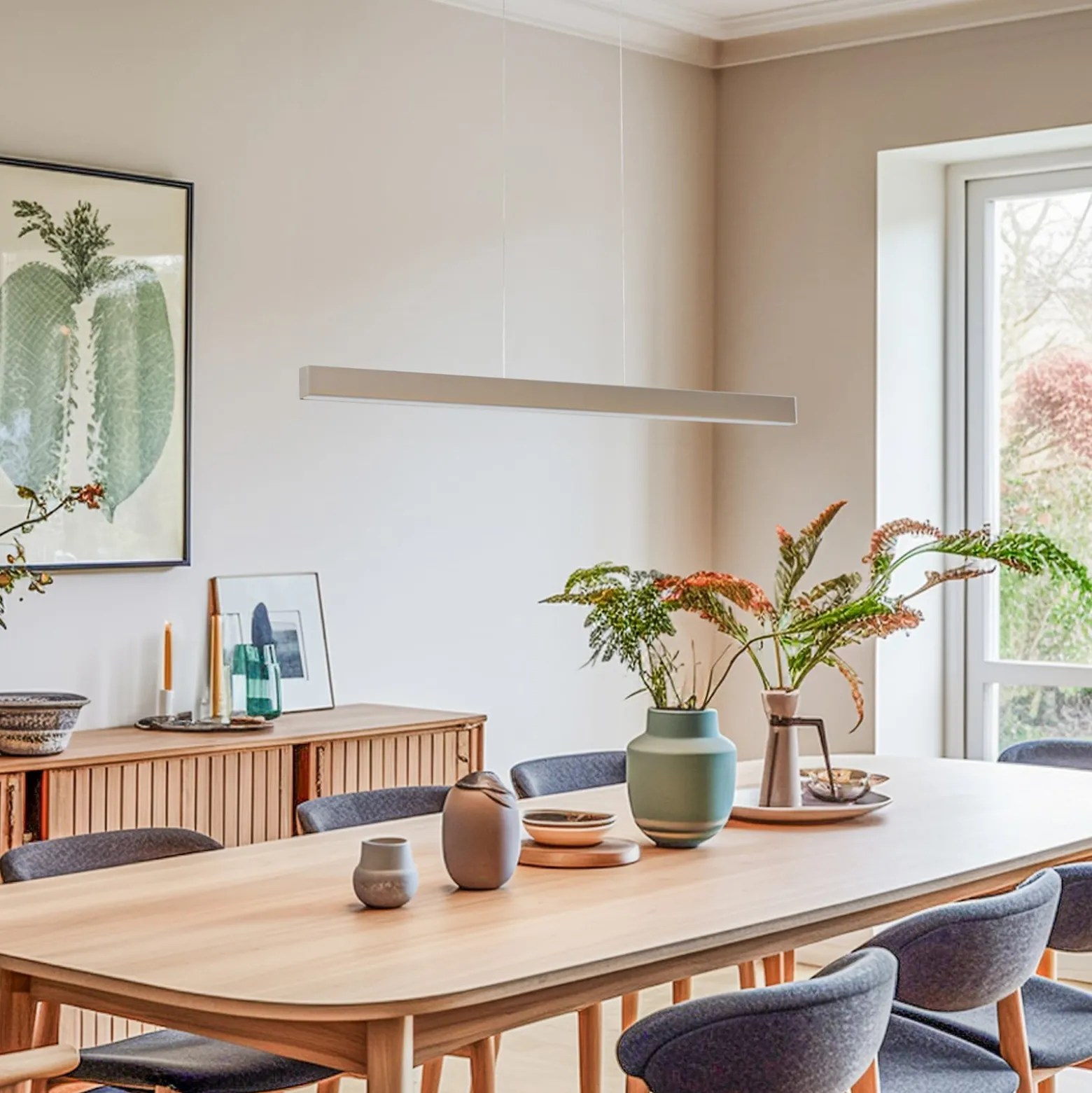 LED-Hängeleuchte Broll, cremeweiß