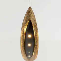 LED-Hängeleuchte Chiasso, schwarz-braun/gold