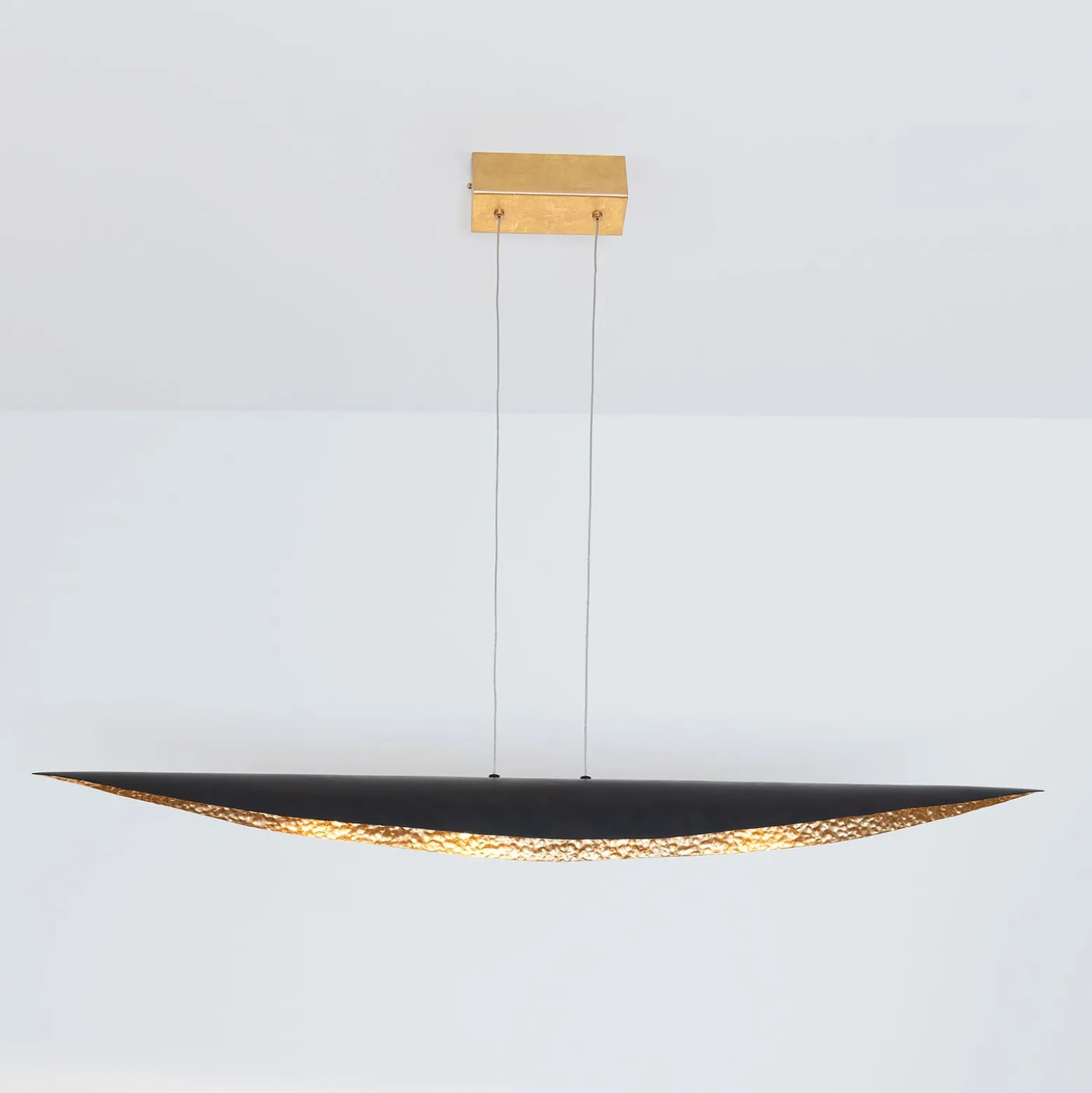 LED-Hängeleuchte Chiasso, schwarz-braun/gold