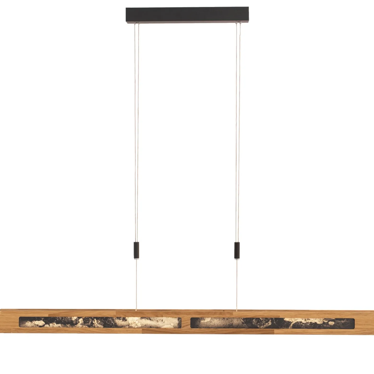 LED-Hängeleuchte Chile S, eiche/buntschiefer, Länge 114 cm