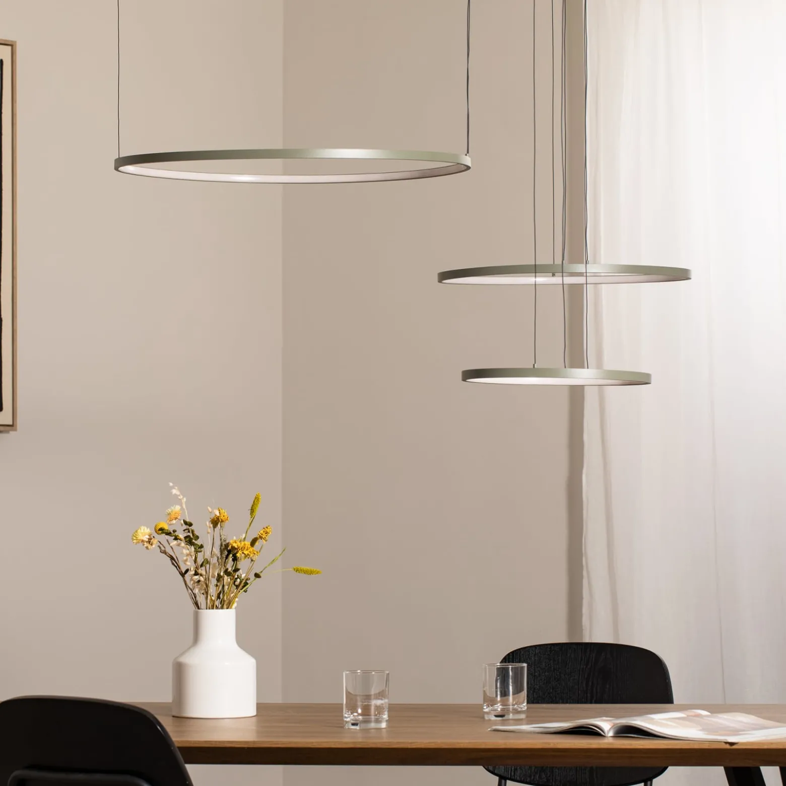 LED-Hängeleuchte CIRCOLO, olivgrün, Ø 30/45/60 cm, 3-flammig