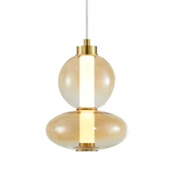 LED-Hängeleuchte Daphne, Glas amber-transparent, Höhe 28 cm