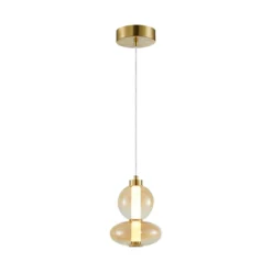 LED-Hängeleuchte Daphne, Glas amber-transparent, Höhe 28 cm