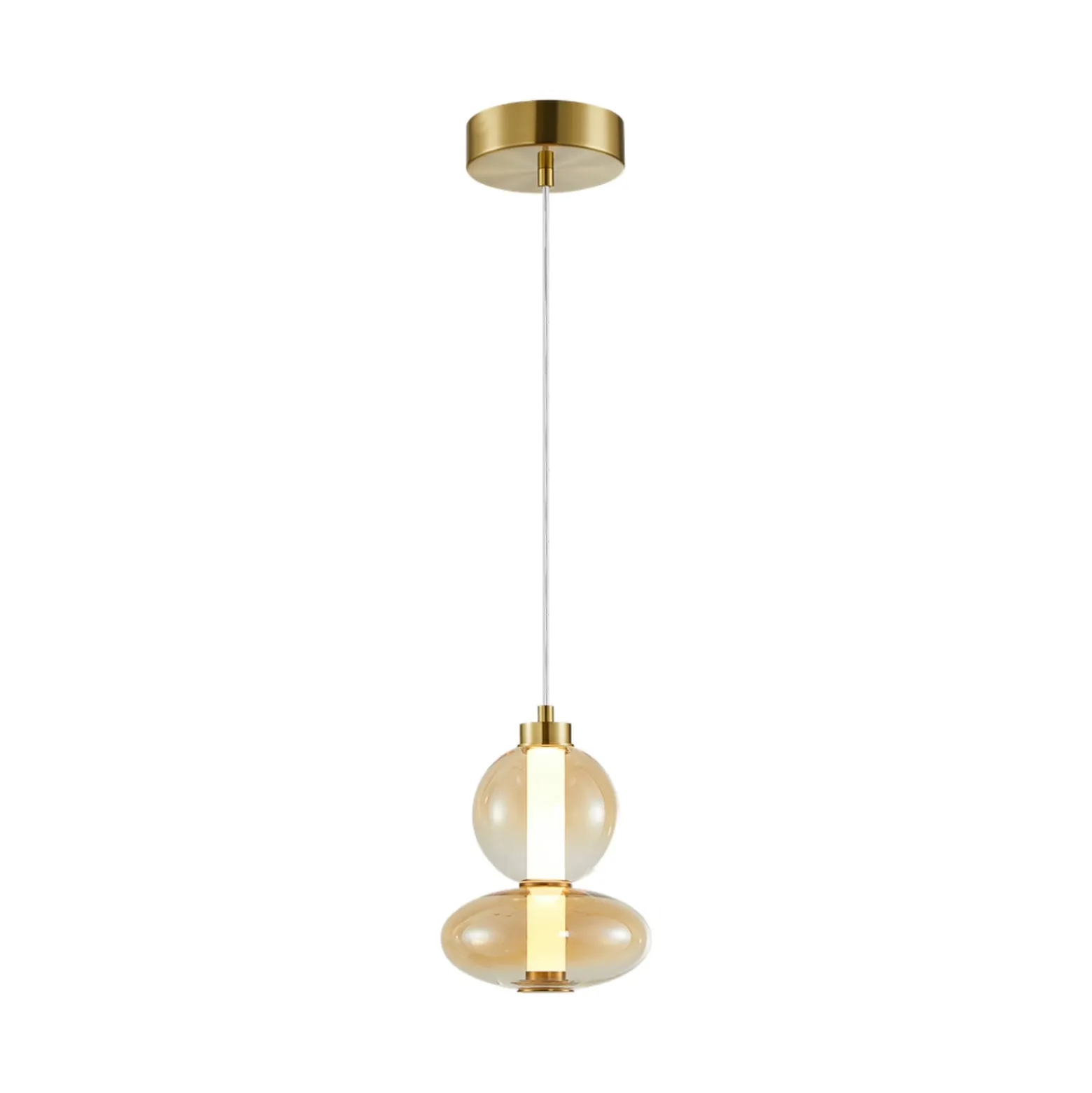 LED-Hängeleuchte Daphne, Glas amber-transparent, Höhe 28 cm