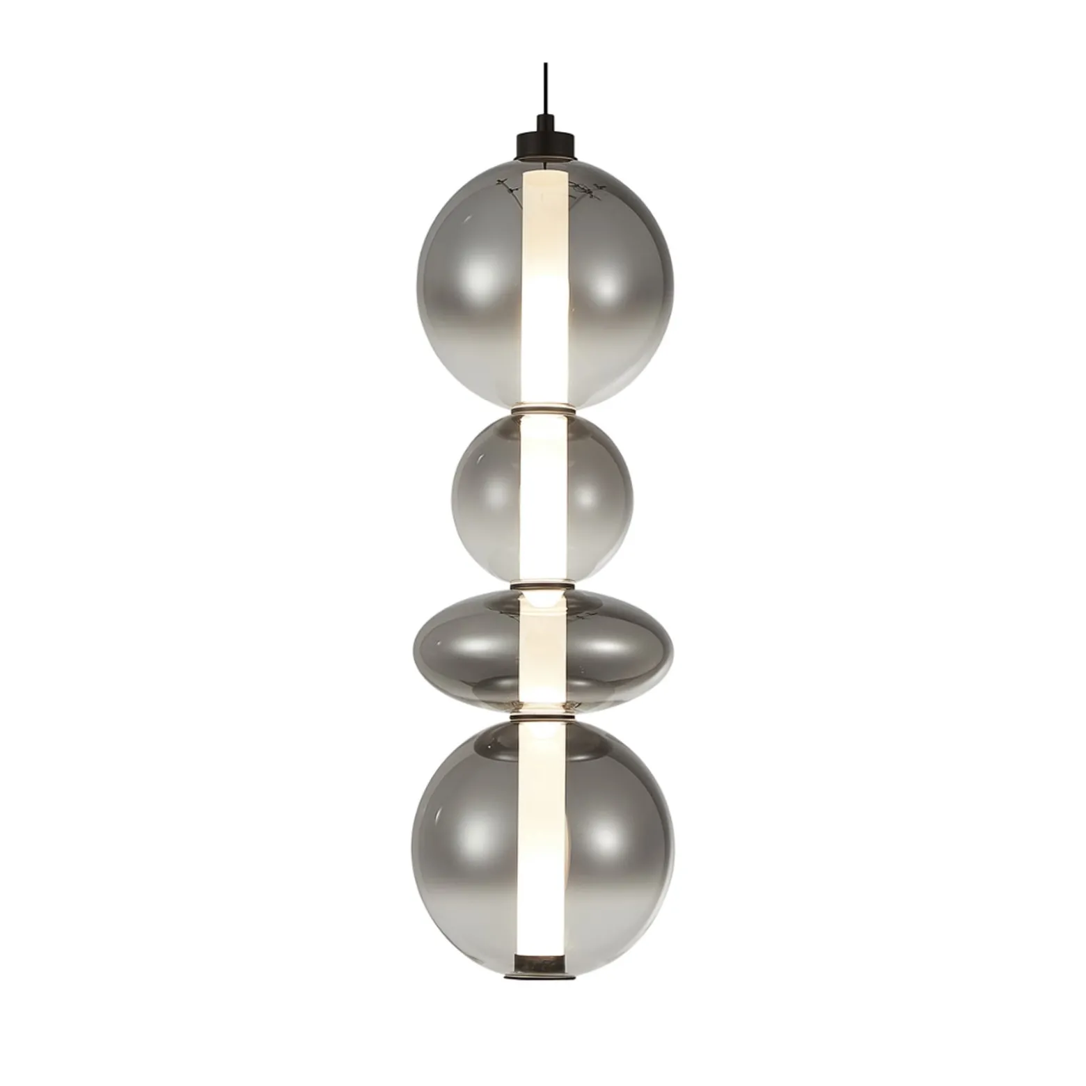 LED-Hängeleuchte Daphne, Glas grau-transparent, Höhe 62 cm