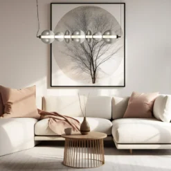 LED-Hängeleuchte Daphne, Glas grau-transparent, Länge 118 cm
