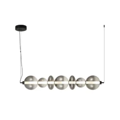 LED-Hängeleuchte Daphne, Glas grau-transparent, Länge 118 cm