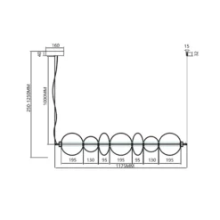 LED-Hängeleuchte Daphne, Glas grau-transparent, Länge 118 cm