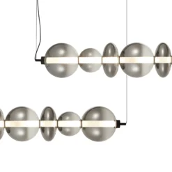 LED-Hängeleuchte Daphne, Glas grau-transparent, Länge 118 cm
