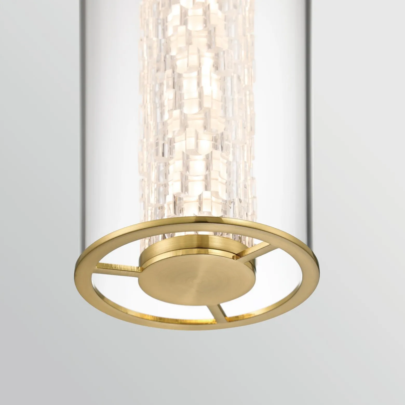 LED-Hängeleuchte ESPADA, gold gebürstet, Ø 15 cm Metall/Glas