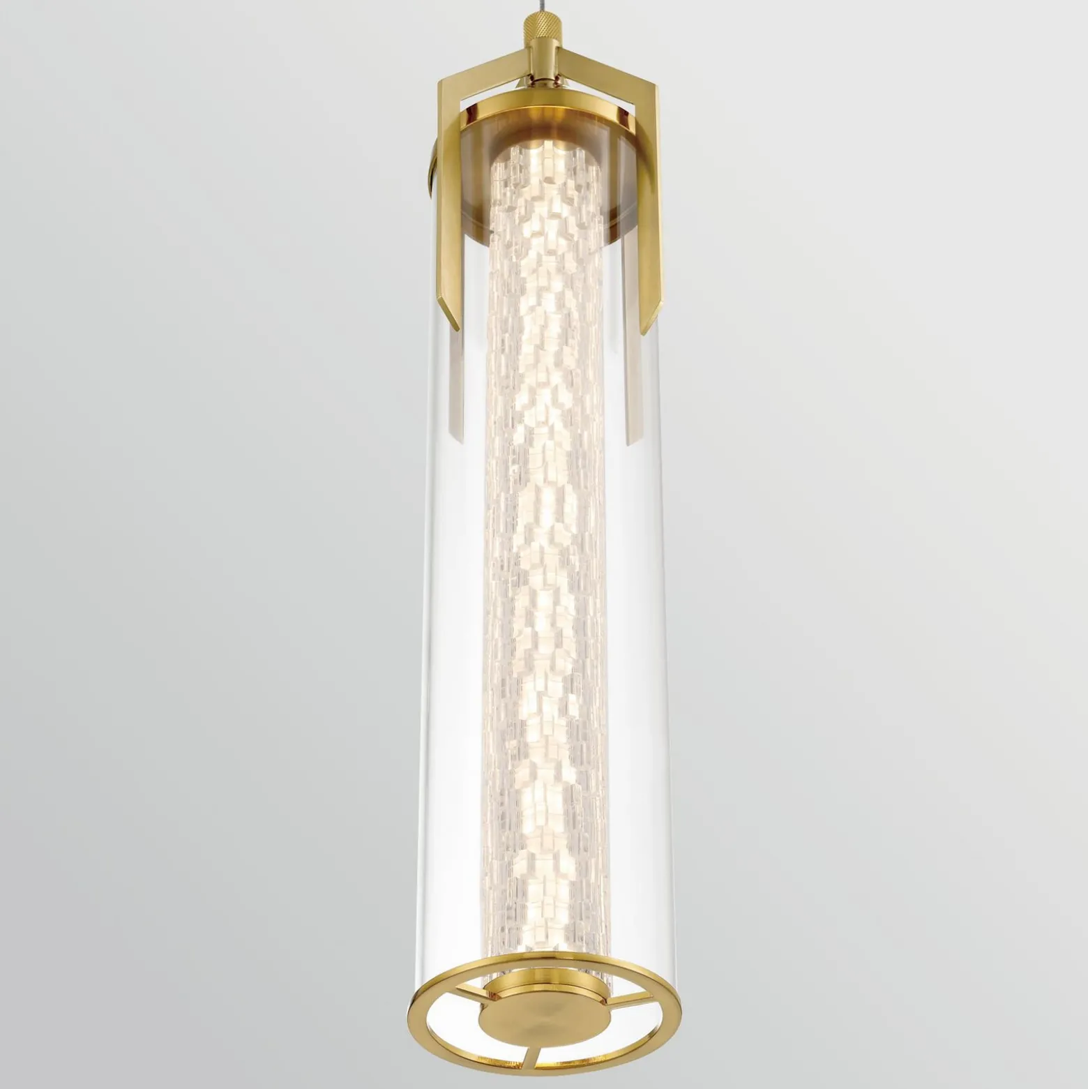 LED-Hängeleuchte ESPADA, gold gebürstet, Ø 15 cm Metall/Glas