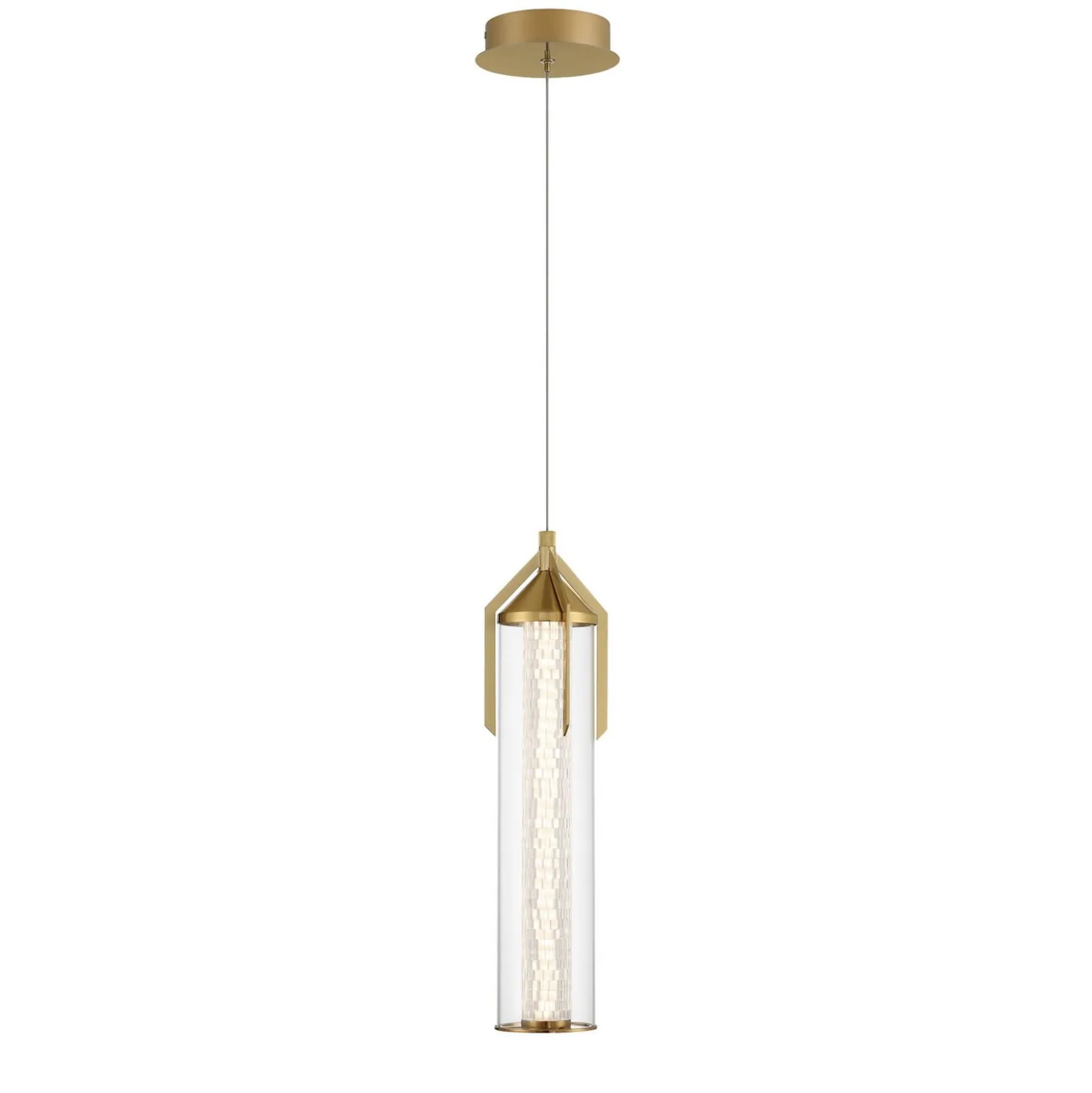 LED-Hängeleuchte ESPADA, gold gebürstet, Ø 15 cm Metall/Glas