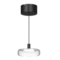 LED-Hängeleuchte FLOAT, klar/schwarz, Ø 20 cm, Glas/Metall