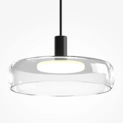 LED-Hängeleuchte FLOAT, klar/schwarz, Ø 20 cm, Glas/Metall