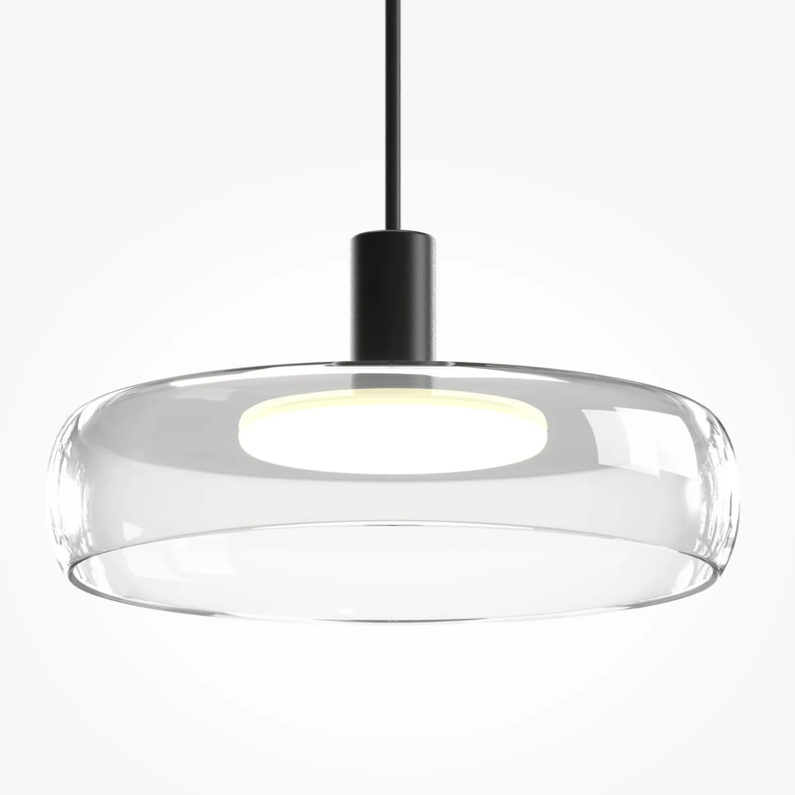 LED-Hängeleuchte FLOAT, klar/schwarz, Ø 20 cm, Glas/Metall