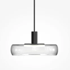 LED-Hängeleuchte FLOAT, klar/schwarz, Ø 20 cm, Glas/Metall