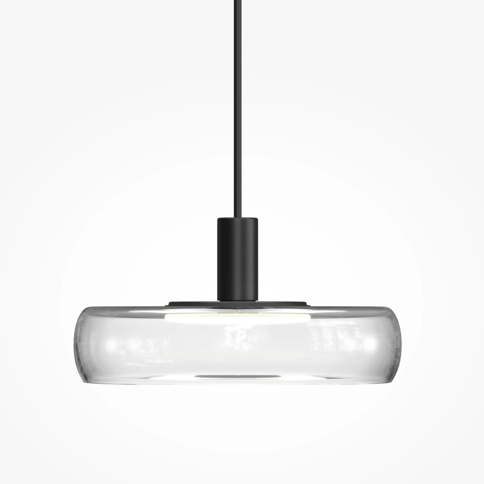 LED-Hängeleuchte FLOAT, klar/schwarz, Ø 20 cm, Glas/Metall