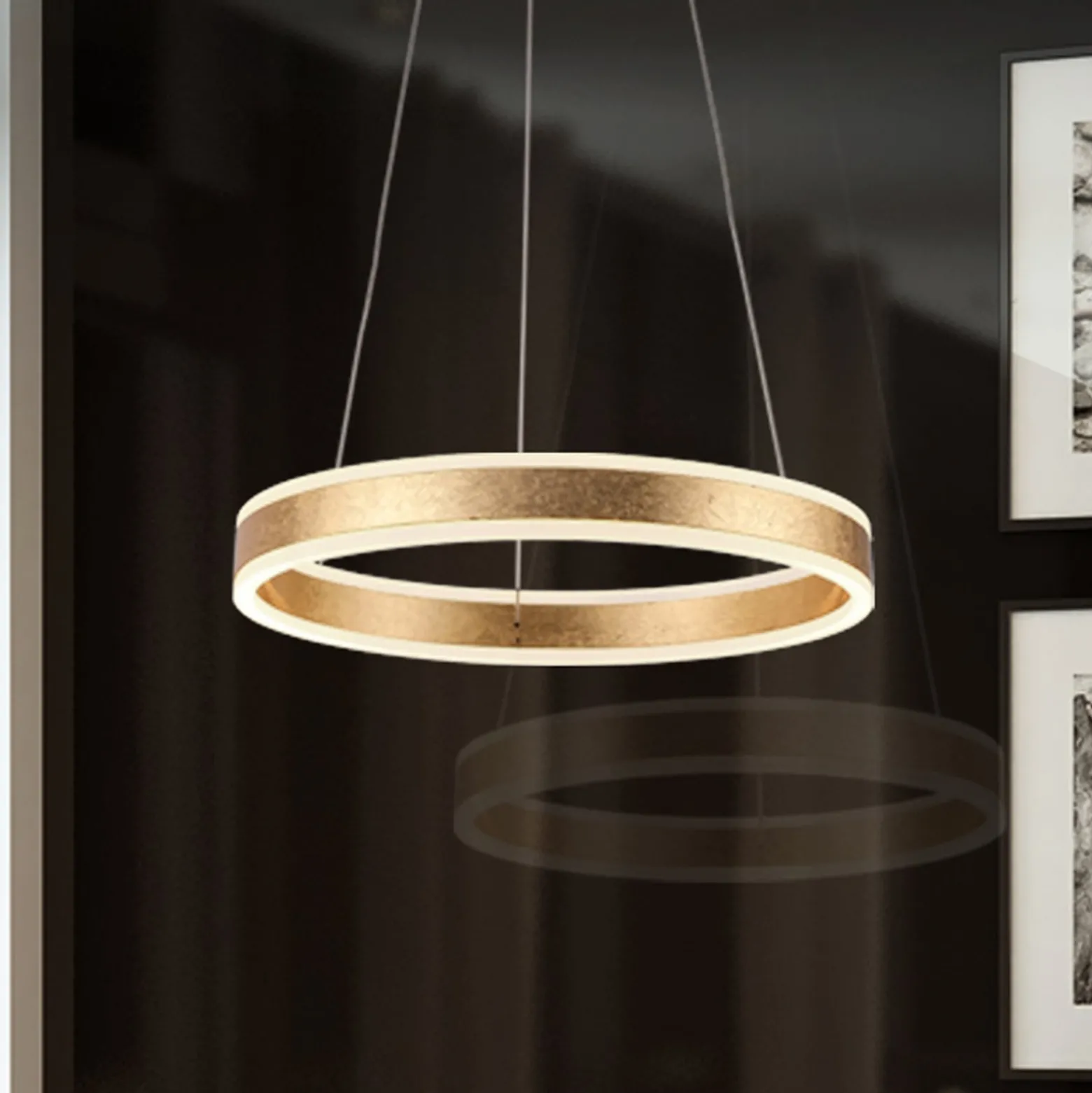 LED-Hängeleuchte Helia, goldfarben, Ø 50 cm, Metall